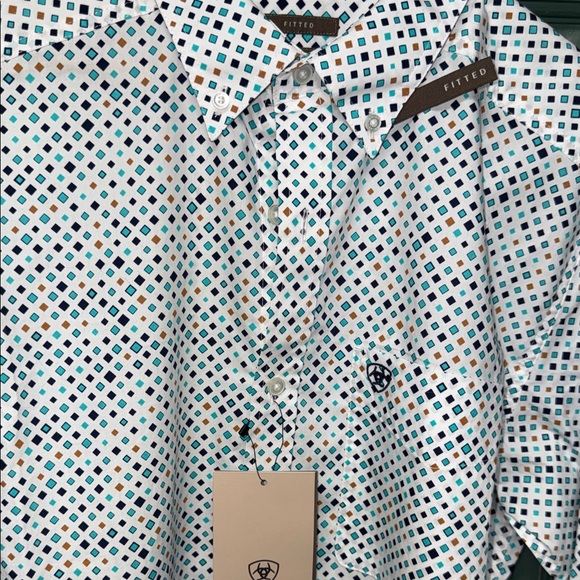Ariat White Button-Down Shirt with Multi-Color Dot Print - Picture 3 of 6